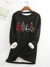 Load image into Gallery viewer, Christmas Tree Printed Sherpa Lined Fleece Pullover Sweatshirt