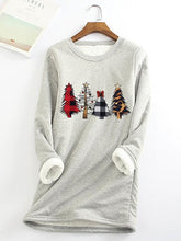 Load image into Gallery viewer, Christmas Tree Printed Sherpa Lined Fleece Pullover Sweatshirt