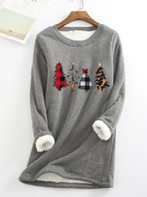 Load image into Gallery viewer, Christmas Tree Printed Sherpa Lined Fleece Pullover Sweatshirt