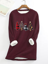 Load image into Gallery viewer, Christmas Tree Printed Sherpa Lined Fleece Pullover Sweatshirt