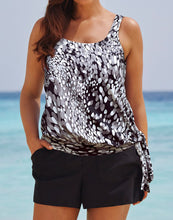 Load image into Gallery viewer, Dew Drops Side Tie Blouson Tankini with Cargo Short