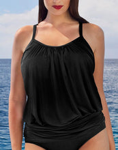 Load image into Gallery viewer, Black Lightweight Blouson Tankini Set