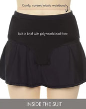 Load image into Gallery viewer, Navy Dotted Side Tie Surplice Tankini Set With Side Slit Skirt
