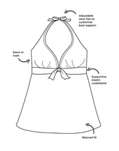 Load image into Gallery viewer, Navy Striped Halter Tankini Set