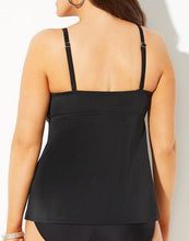 Load image into Gallery viewer, Black Tie Front Underwire Tankini Top