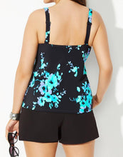 Load image into Gallery viewer, Blue Poppy Flared Tankini Top
