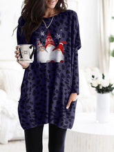 Load image into Gallery viewer, Women's Scandinavian Gnomes Christmas Leopard  Print Long Shirt