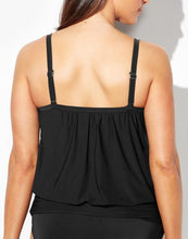 Load image into Gallery viewer, Black Lightweight Blouson Tankini Set