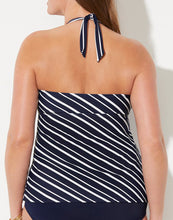 Load image into Gallery viewer, Navy Striped Halter Tankini Set