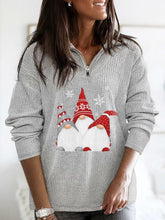 Load image into Gallery viewer, Women's Scandinavian Christmas Gnome Zip Casual Top