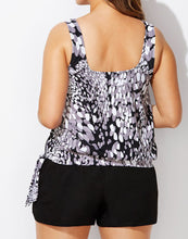 Load image into Gallery viewer, Dew Drops Side Tie Blouson Tankini with Cargo Short