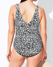 Load image into Gallery viewer, Leopard print Ruched V-Neck One Piece Swimsuit