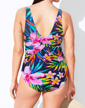 Load image into Gallery viewer, Flower Ruched V-Neck One Piece Swimsuit