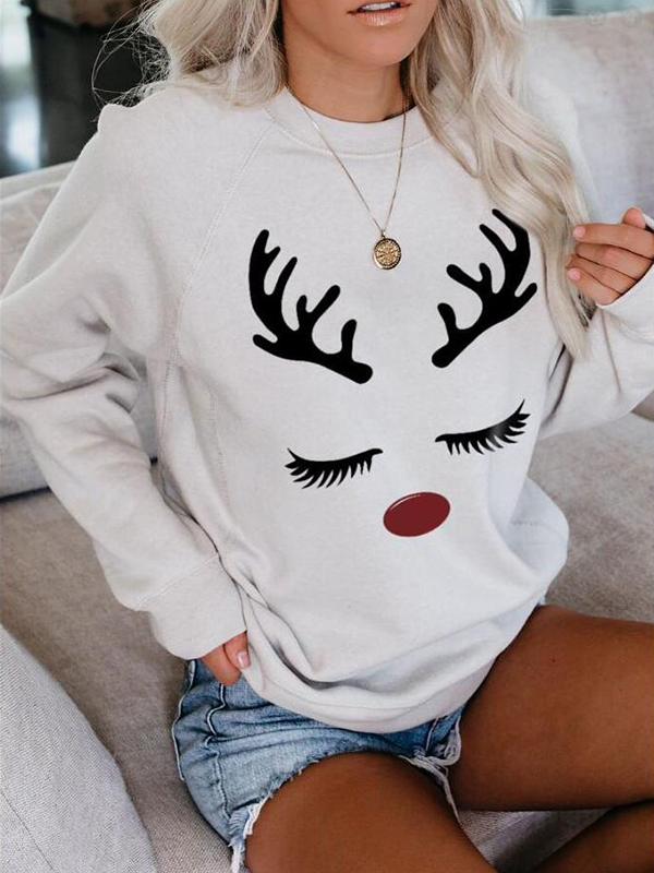 Women's Elk Print Casual Sweatshirt