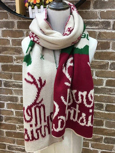 Merry Christmas Long Knitted Scarf
