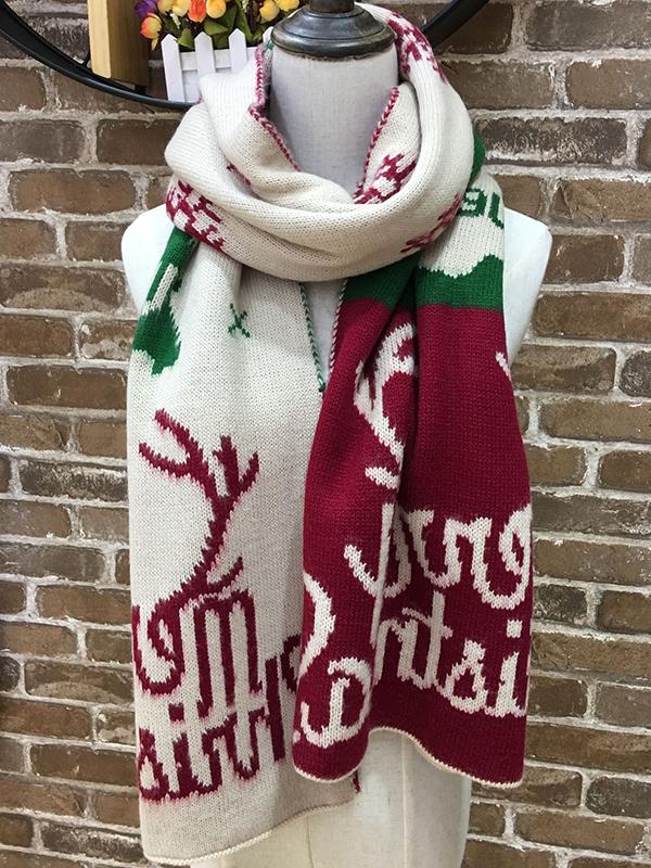 Merry Christmas Long Knitted Scarf