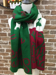 Merry Christmas Long Knitted Scarf