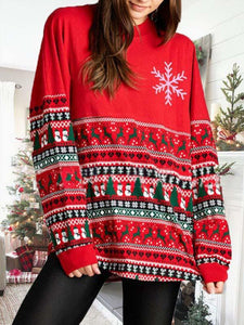 Women's Christmas Print Long Sleeve Pullover Sweatshirt