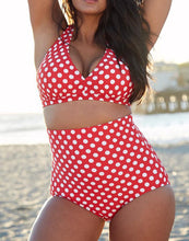 Load image into Gallery viewer, Diva White Dot Halter High Waist Bikini
