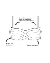 Load image into Gallery viewer, Valentine Black Bandeau Bikini with Shirred Brief
