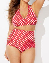 Load image into Gallery viewer, Diva White Dot Halter High Waist Bikini
