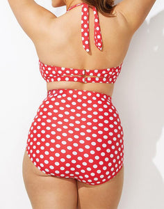 Diva White Dot Halter High Waist Bikini