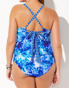 Retrograde Scarf X-Back Tankini Set