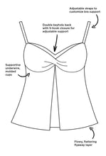 Load image into Gallery viewer, Love Song Faux Flyaway Underwire Tankini Top
