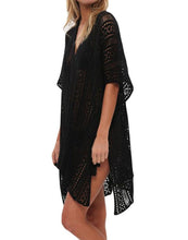 Load image into Gallery viewer, FULLFITALL- Black Blouse Loose V-Neck Cover Up
