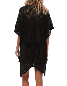 FULLFITALL- Black Blouse Loose V-Neck Cover Up