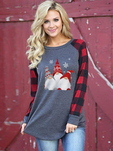 Women's Scandinavian Christmas Gnome Print Casual Top